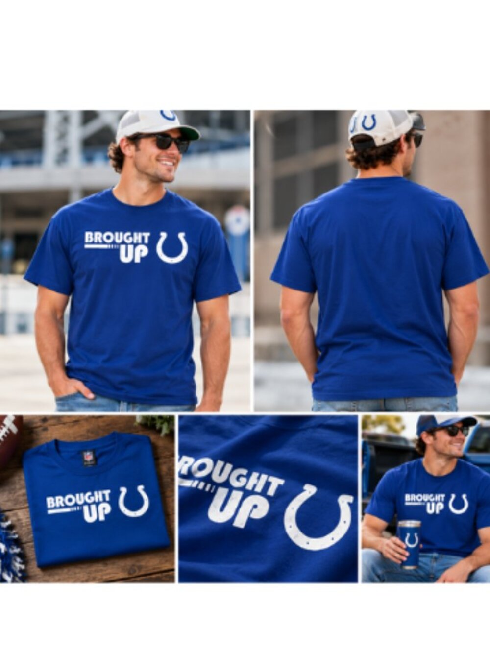 Reebok Indianapolis Colts NFL Brought Up T Shirt Mens XL Blue Football NWT